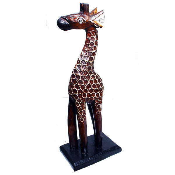 Hand-carved 8-Inch Wooden Giraffe Statue (Indonesia)