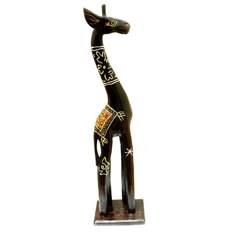 Handcrafted Eggshell Gold 24-inch Giraffe Figurine (Indonesia)